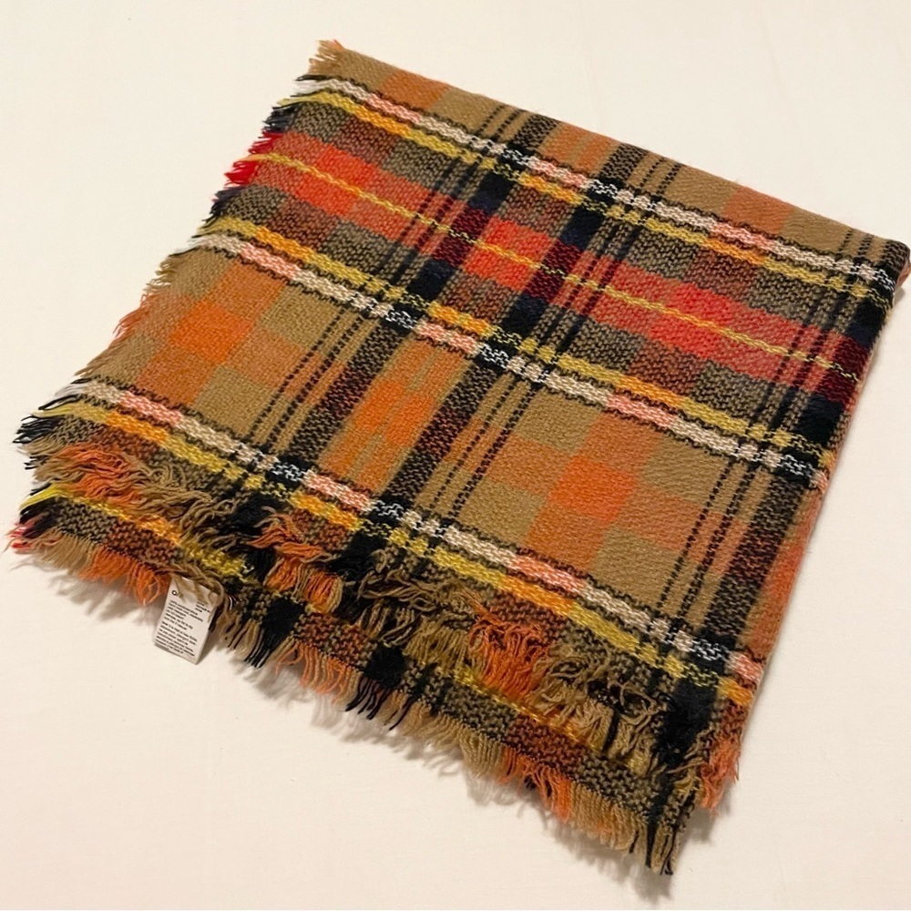 Plaid Fringe Scarf 56” x 52”